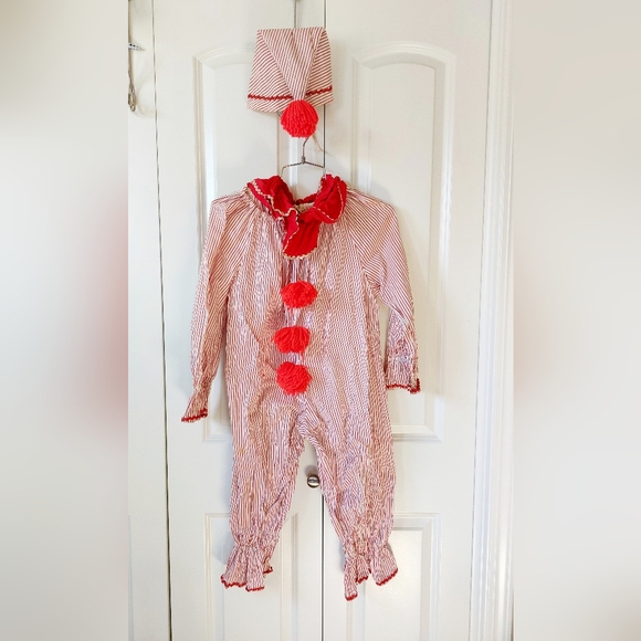 3pc‎ Red Pinstripe Vintage 70s Clown Costume size 3-4T Halloween